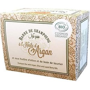Alepia: No-Poo Shampoo met biologische arganolie, 125 g, biologisch kosmos gecertificeerd, voedt het haar, verwijdert roos.