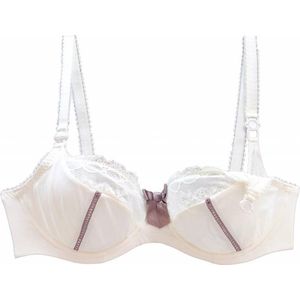 Cache Coeur - Lisa - Voedingsbeha - Wit - Balconnet Model, Zijdezacht Microfiber, Flexibele Beugels