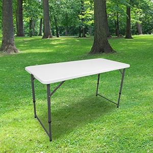 SKYLANTERN Klaptafel, 120 cm, rechthoekig, wit, in hoogte verstelbaar, campingtafel voor 6 personen, L 120 x B 60 x H 74 cm, van HDPE, hoge dichtheid, dikte 3,5 cm