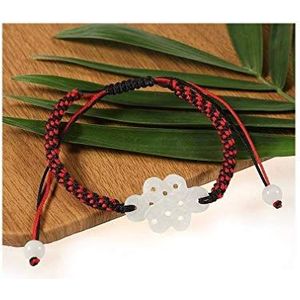 Lachineuse Jade armband, oneindigheidsknoop, elegantie van rood en zwart, satijnen zakje