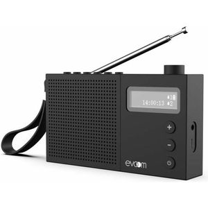 EVOOM - EGY - Wekkerradio - Zwart - FM en DAB+ - 2 Alarmen - Batterij/USB