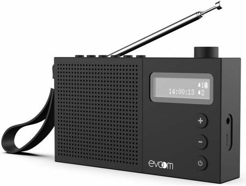 EVOOM - EGY - Wekkerradio - Zwart - FM en DAB+ - 2 Alarmen - Batterij/USB