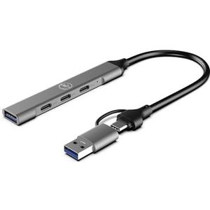 Mobility Lab - 2-in-1 hub in USB of USB-C - 3 USB-C poorten en 1 USB-poort - zeer slank ontwerp - ultrasnelle gegevensoverdracht - MacOS en Windows compatibiliteit