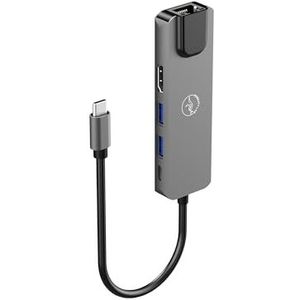 Mobility Lab - 100W 5-in-1 USB-C adapter hub – HDMI, USB-C-poort, 2 USB 3.0-poorten, Ethernet – snelle internetsnelheid 10/100/1000 MB/s en HDMI 4K – compatibel met Windows en macOS