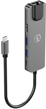 Mobility Lab - 100W 5-in-1 USB-C adapter hub – HDMI, USB-C-poort, 2 USB 3.0-poorten, Ethernet – snelle internetsnelheid 10/100/1000 MB/s en HDMI 4K – compatibel met Windows en macOS