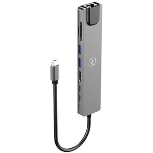 Mobility Lab USB-C adapter hub 8-in-1 100W – HDMI, 2 USB-C-poorten, 2 USB 3.0-poorten, ethernet, SD-kaartlezer en micro SD – snelle internetsnelheid 10/100/1000 MB/s en HDMI 4K