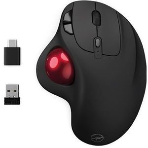 Mobility Lab Draadloze trackball-muis – draadloze muis met duimwiel, instelbare precisie, USB- en USB-C-aansluiting, compatibel met macOS en Windows – zwart