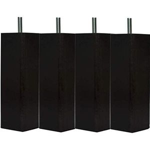 MARGOT 3700527819136 Soft Scandinavisch vierkant, set van 4 poten, hout, zwart, hoogte 15 cm
