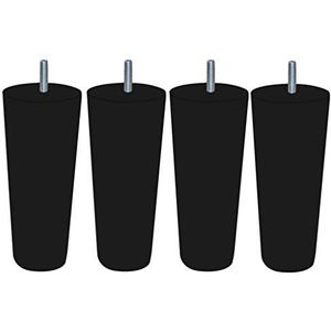 Margot Cottage conisch 4 stuks poten voor lattenbodem 5,5 x 5,5 x 18 cm, hout, zwart, 5,5 x 5,5 x 18 cm