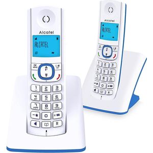 Alcatel - F530 Duo - Draadloze Telefoon - Wit/Blauw - Oproepblokkering, Groot Display, 10 Oproepmelodieën