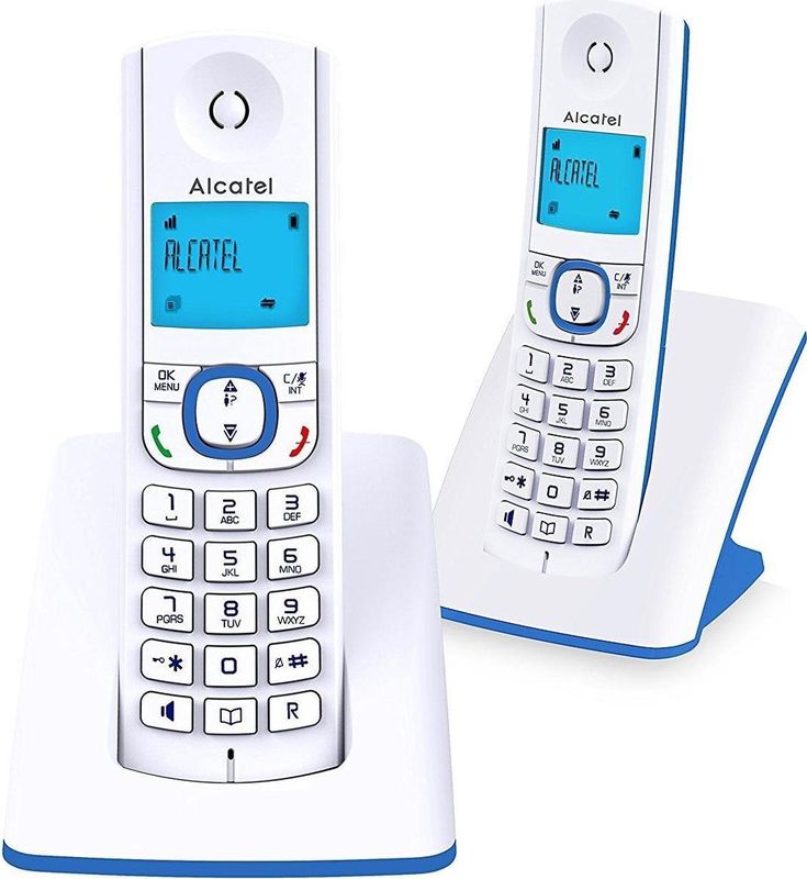Alcatel - F530 Duo - Draadloze Telefoon - Wit/Blauw - Oproepblokkering, Groot Display, 10 Oproepmelodieën