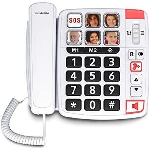 Swissvoice Xtra 1110, bekabelde telefoon met brede toetsen, zes geheugenplaatsen met foto voor directe nummering, luide beltonen, compatibel met hoortoestellen