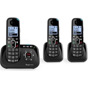 amplicom amplicomms BigTel 1583 DECT telefoon met grote toetsen zwart, Telefoon, Zwart