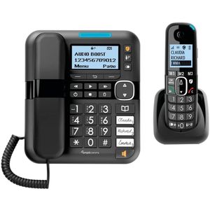 Amplicomms BigTel1580 Combo Huistelefoon - Draadloos - Groot LCD Display - Luid Gespreksvolume