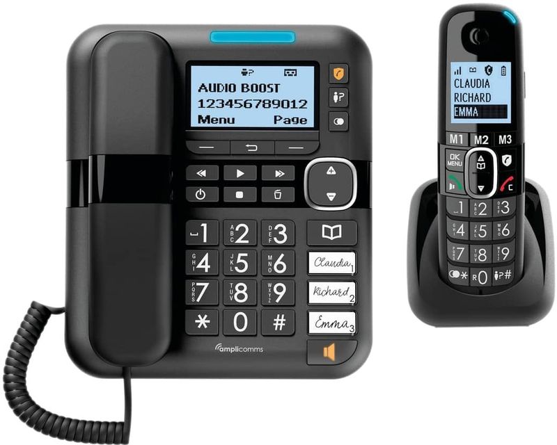 Amplicomms BigTel1580 Combo Huistelefoon - Draadloos - Groot LCD Display - Luid Gespreksvolume