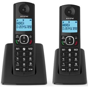 Alcatel F530 Duo, draadloze telefoon met 2 handsets, oproepblokkering, handsfree en twee directe geheugens, zwart