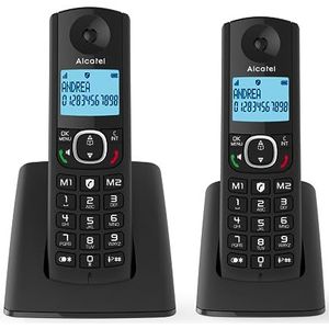 Alcatel F530 Duo zwart – draadloze telefoon met geavanceerde oproepblokkering, handsfree, groot display met achtergrondverlichting, VIP-beltonen, 10 oproepmelodieën, zwart