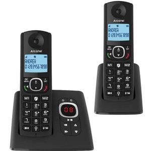 Alcatel F530 Voice Duo, draadloze telefoon met antwoordapparaat en 2 handsets, oproepblokkering en handsfree-functie, zwart