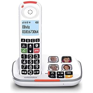 swissvoice Xtra 2355, draadloze telefoon DECT met grote toetsen met antwoordapparaat, audio boost, luide beltonen, compatibel met gehoorapparaten, oproepblokkeringsfunctie