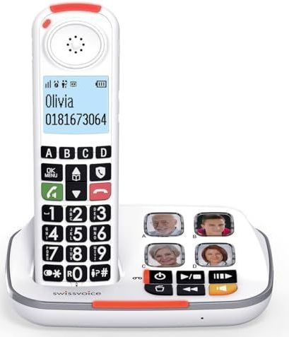 swissvoice Xtra 2355 Duo, DECT-draadloze telefoon met grote toetsen en antwoordapparaat, twee handsets, audio-boost, luide beltonen, compatibel met hoortoestellen
