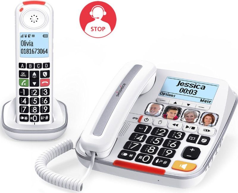 Swissvoice Xtra3355S Combo BNL - Senioren huistelefoon met Draadloze Dect telefoon