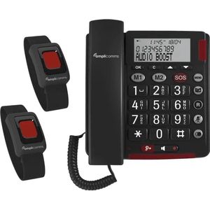 amplicom amplicomms BigTel 50 Alarm Plus Noodoproep Armband Duo Grote Toets Telefoon, Telefoon, Grijs