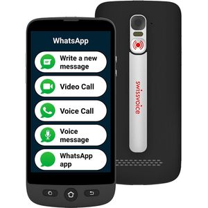 SwissVoice S510-M - Smartphone voor senioren - Magnetische oplader SOS-knop - Zwart