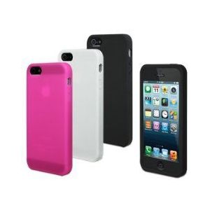 Muvit Beschermhoezen, zacht, nauwsluitend, voor iPhone SE/5/5S, 3 stuks, roze / wit / zwart