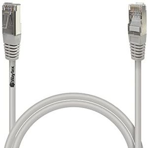 Waytex 32050 Ethernet-kabel, RJ45, Cat 5e, FTP, 100 MHz, afgeschermd, kleur – compatibel met PC, router, modem, switch, gameconsoles, tv, netwerkversterker – 0,50 m, grijs