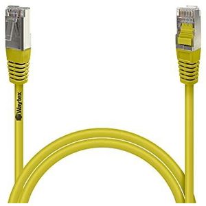 Waytex 32051 Ethernet-kabel, RJ45, Cat 5e, FTP, 100 MHz, afgeschermd, kleur, compatibel met pc, router, modem, switch, gameconsoles, tv, netwerkversterker, 0,50 m, geel