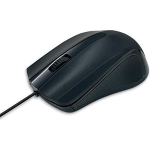 Waytex 65106 USB-muis, bekabeld, zwart, met 3 toetsen en optische sensor, 1000 dpi, ergonomische handgreep, voor zowel pc als Mac