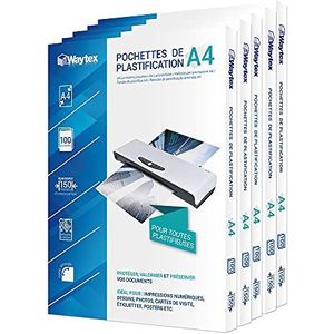 Waytex A78273P500 lamineerfolie A4, 2 x 75 micron per pagina, 150 micron, glanzend, 500 stuks