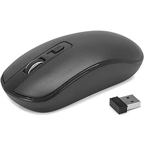 Waytex 65420 Draadloze muis 2,4 GHz voor computer met nano-USB-ontvanger en instelbare gevoeligheid tot 1600 dpi, signaalbereik tot 10 m, optische technologie, zwart