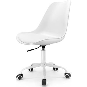 Waytex Lakar Scandinavische bureaustoel met wielen, in hoogte verstelbaar, wit