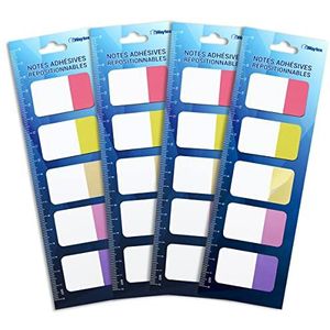 WAYTEX 400 zelfklevende papieren bladwijzers groot formaat 5 kleuren 4 x 5 blokken met 20 tweekleurige vellen 42 x 25 mm herpositioneerbare lijm