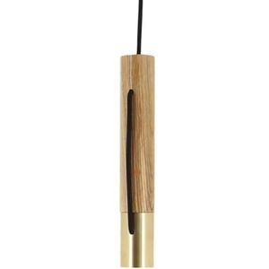Hanglamp Tempo van hout en messing, fitting E27 | Xanlite