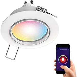 KozII Ledlamp Spot GU10 verbonden Alexa en Google Home met dimmer, kleur en intensiteit, 5 W Cons (50 W Eq), inbouwbaar en draaibaar, geborsteld aluminium, kleur variabel