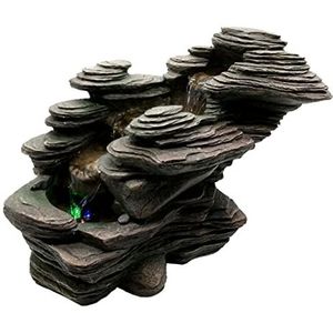 Binnenfontein, trap, natuur, steeneffect, rock, kleurrijk licht, cadeau-idee voor dames en heren, ontspannend, zen's tafelfontein, verbazingwekkend decoratief object, H 25 x 19 x 38 cm - River