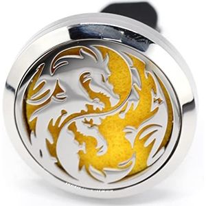 Zen'Arôme Geurdispenser voor auto, clip'aroma, luchtverfrisser voor parfum en etherische olie, roestvrij staal, clip op ventilatierooster, draak met motief + 5 herbruikbare buvards