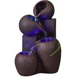 Waterval binnenfontein, 4 niveaus, glas, natuursteeneffect, kleurrijk ledlicht, decoratie voor binnen, zen en elegant, tafelfontein, buitengewoon cadeau-idee, hoogte 25 cm - Luba Zen'Light