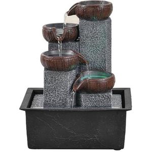 Waterval binnenfontein, 4 niveaus, glas, natuursteeneffect, kleurrijk ledlicht, decoratie voor binnen, zen en elegant, tafelfontein, buitengewoon cadeau-idee, hoogte 21 cm - Bkasi Zen'Light
