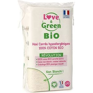 Love & Green Maxi Hypoallergene Vierkantjes 100% Organisch Katoen 70 Cottons
