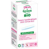 Love & Green Ecologische tampons van 100% biologisch katoen, normaal met applicator x 16 tampons, GOTS-gecertificeerd door Ecocert