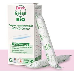 Love & Green Biologische hypoallergene pads met applicator ""SUPER"" x 14