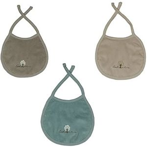 Eveil et Nature Set van 3 slabbetjes voor geboorte, 0-3 maanden, biologisch katoen, taupe/aqua/beige