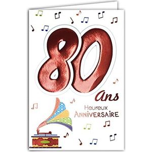 Age Mv 69-2042 verjaardagskaart 80e verjaardag man vrouw motief muziek sonofoon