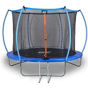 X-Tramp - Outdoor trampoline voor kinderen – XT-X0802 – trampoline rond met veiligheidsnet, ladder en beschermkussen – frame van verzinkt staal – tot 100 kg – Ø 244 cm
