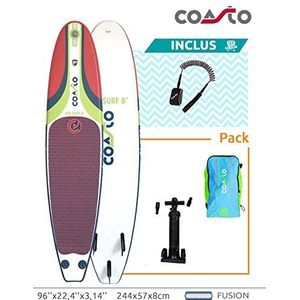 Coasto Surf Opblaasbaar Air Surf 8' - Drop Stitch Double Layer Fusion - 244 x 57 x 8 cm (8 'x22 x3 '')