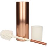 MSV Toilet/wc-borstel in houder Kyoto - metaal - koper kleur - 27 cm