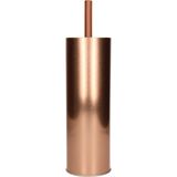 MSV Toilet/wc-borstel in houder Kyoto - metaal - koper kleur - 27 cm